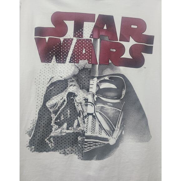 Mens XL Disney Star Wars Darth Vader White Crew Neck T-Shirt - Picture 2 of 9